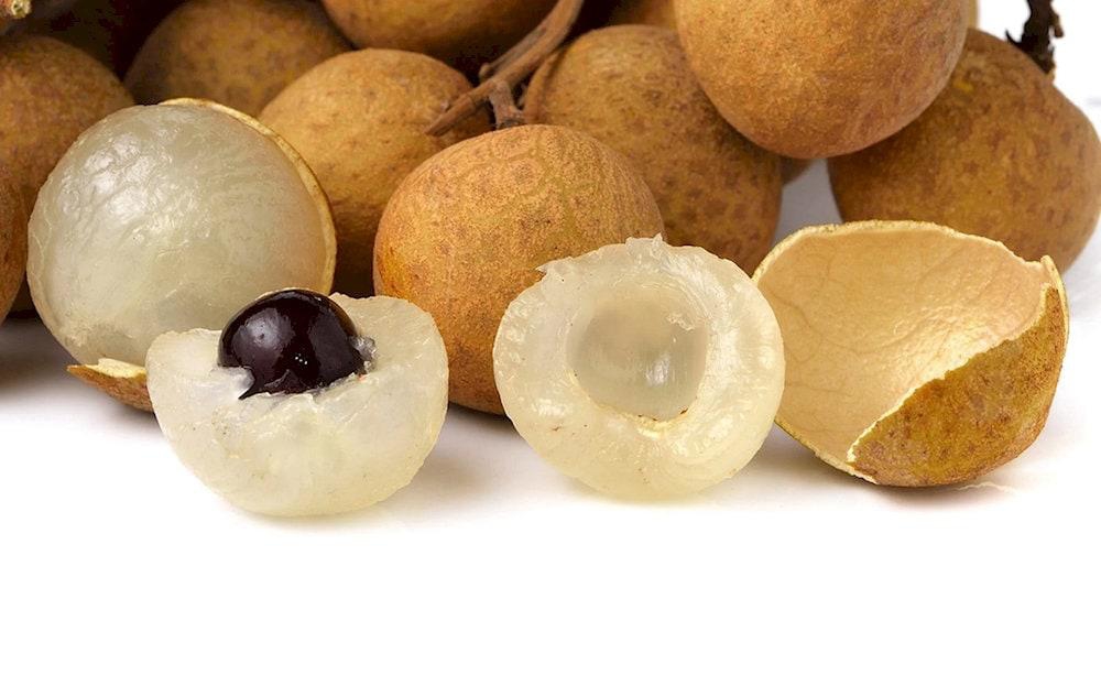 Longan is sweet, with a black seed in the middle